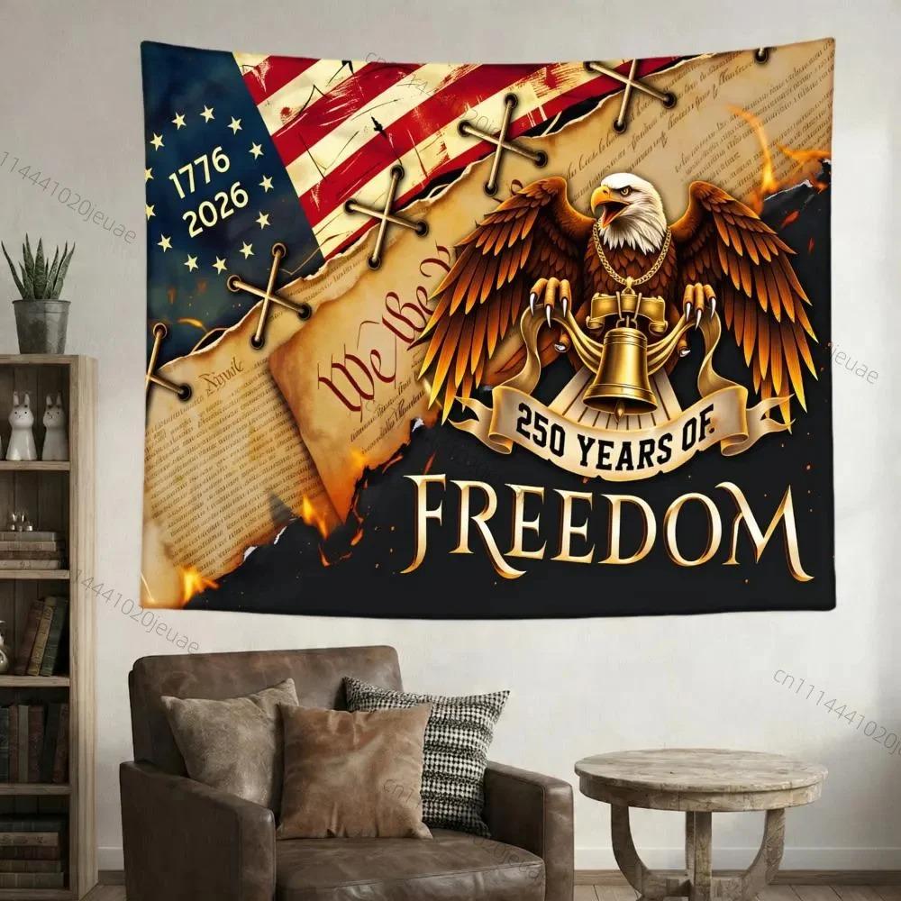 Patriotic American Eagle Freedom Tapestry, 1776- Usa Flag Declaration Print Wall Hanging For Man Cave Home Decor