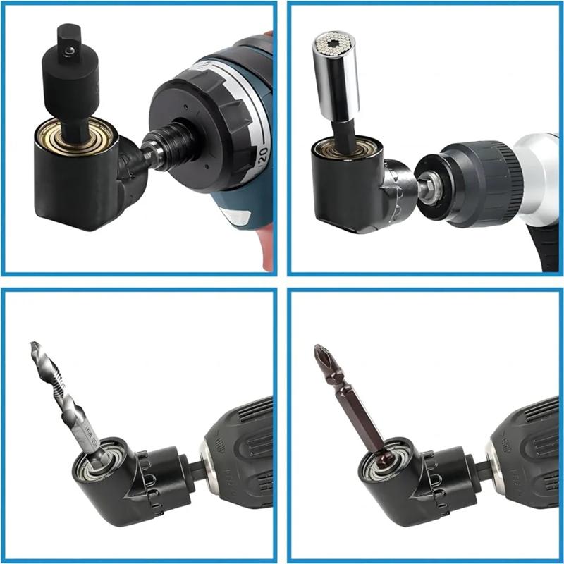 A25F-Hex Shank 105° Right Angle Drill Screwdriver 31PCS Flexible Drill Bit Extension Set Rotatable Socket Adapter