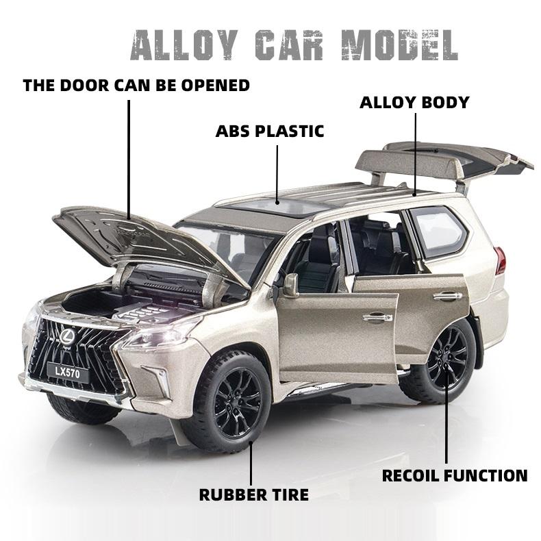 Toyota Lexus LX570 SUV Mare de Teren Simulare Diecast & Vehicule de Jucărie Sunete & Lumină Mașină cu Tracțiune:32 Model de colecție din aliaj