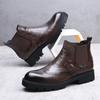 Fashion 2025 New Brock Carved Business Leather Boots for Men Fashion Casual Autumn Winter Ankle Boot Male Solid Color Platform Shoes Man