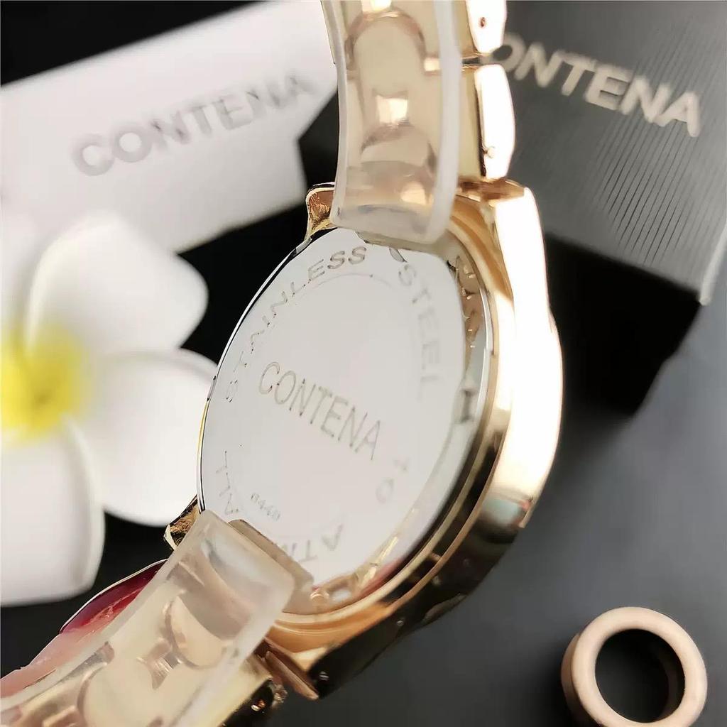 CONTENA Brand Fashion Dress Watch Ladies Luxury Rhinestone Quartz Watch Women Gold Watch