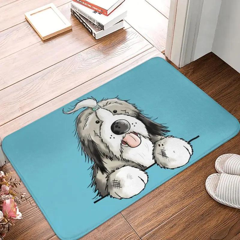 Custom Happy Bearded Collie Dog Doormat Mat Anti-Slip Pet Animal Bath Kitchen Bedroom Rug Carpet 40*60cm