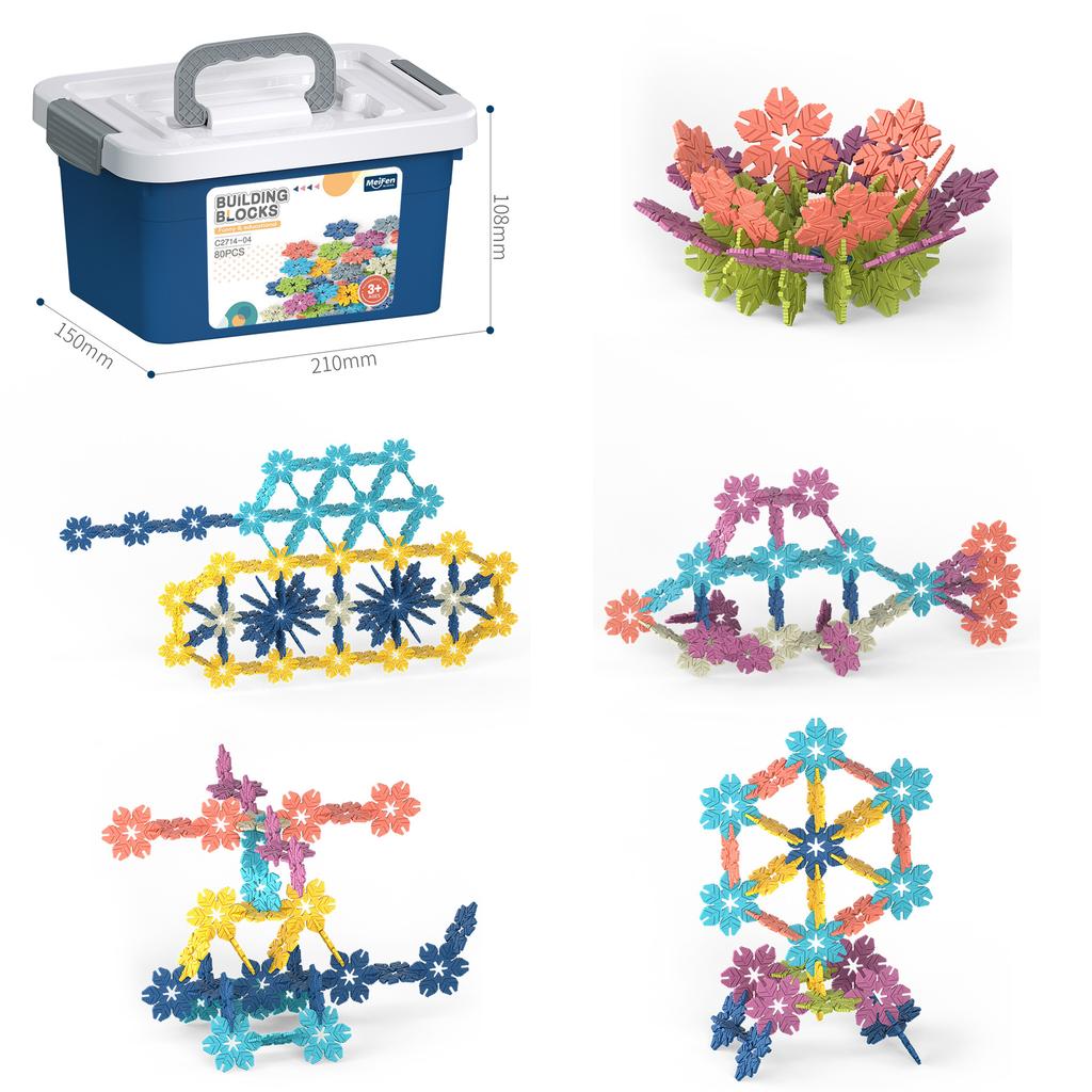 English Version Portable Storage Box Children'S Assembled Granular Building Block Snow Flake Toy