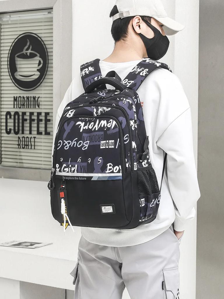 Školní tašky s graffiti pro dospívající chlapce Žáci základní a střední školy Školní batoh Venkovní cestovní batoh Velký studentský batoh na notebook
