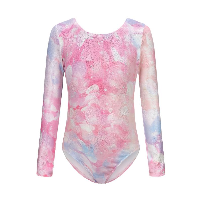 Dívčí gymnastický trikot pro děti 5-12 let, body s dlouhým rukávem, šortky a čelenka