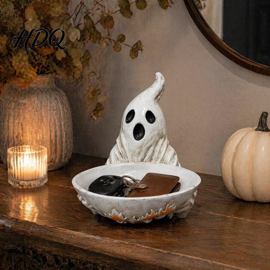 Cute Halloween Decor for Entrance Ghost Jewelry Dish Durable Resin Storage Bowl Decorative Fall Resistant Holder Retro Figurine Tray Rings