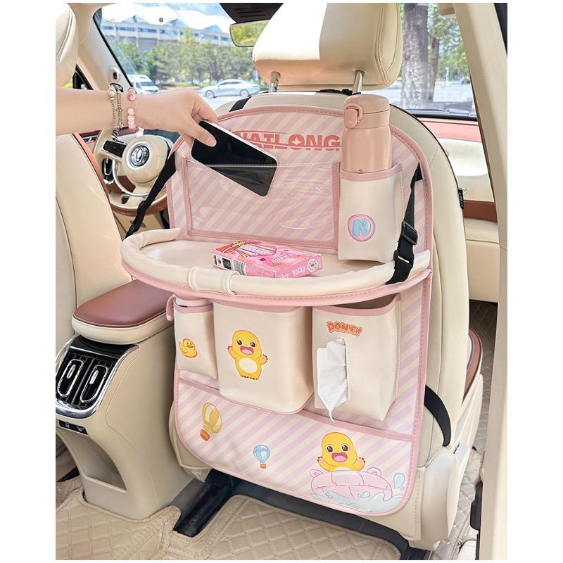 Car Seat Back Storage Bag Hanging Organizer With Foldable Table Board For Vehicle