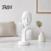 Talos Abstract Contemplative Face Resin Sculpture, Minimalist Hand-on-Chin Bust Statue for Desk Living Room Office, Creative Art Decor Entryway