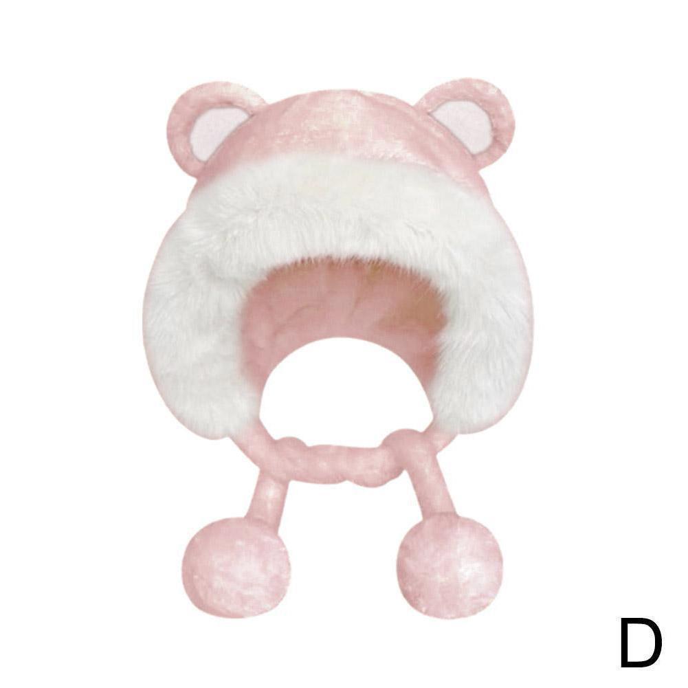 Women Cold Weather Hat Women Plush Hat Soft Fuzzy Women's Plush Hat With Cute Bear Ears Windproof Warm For Autumn Winter