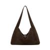 Korean Style Handheld Bucket Bag for Women, New Vintage Style Suede Leather Underarm Tote Bag