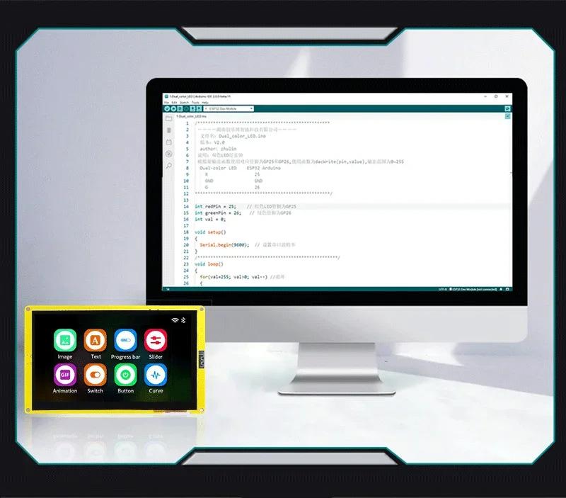 ESP32-S3 7" Touchscreen Development Board with WiFi & Bluetooth LCD Module