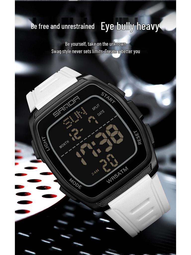 Sanda Trend Student Sports Electronic Watch: Luminous, Alarm, Dual Time, Waterproof, Chronograph