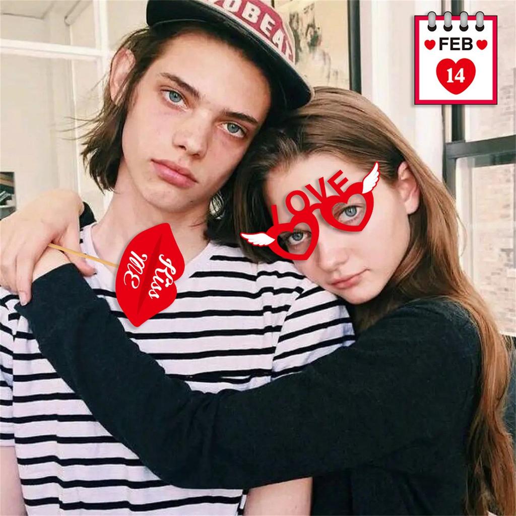 24pc Valentine's Day Photo Props Wedding Valentine's Day Photo Booth Props Party Favors