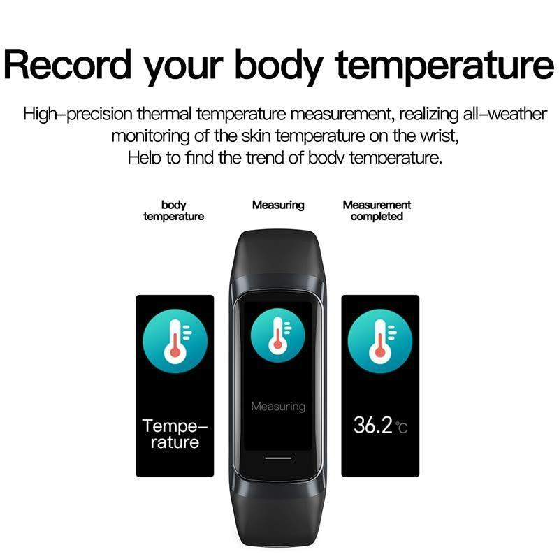 New C60 Temperature Measurement Smart Bracelet, Blood Pressure, Heart Rate, Blood Oxygen, Sleep, Exercise Step Counting, Health Monitoring