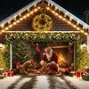 1pc Festive Polyester Christmas Garage Door Banner, Santa Claus, Dog and Tree Design, Multi-functional Use