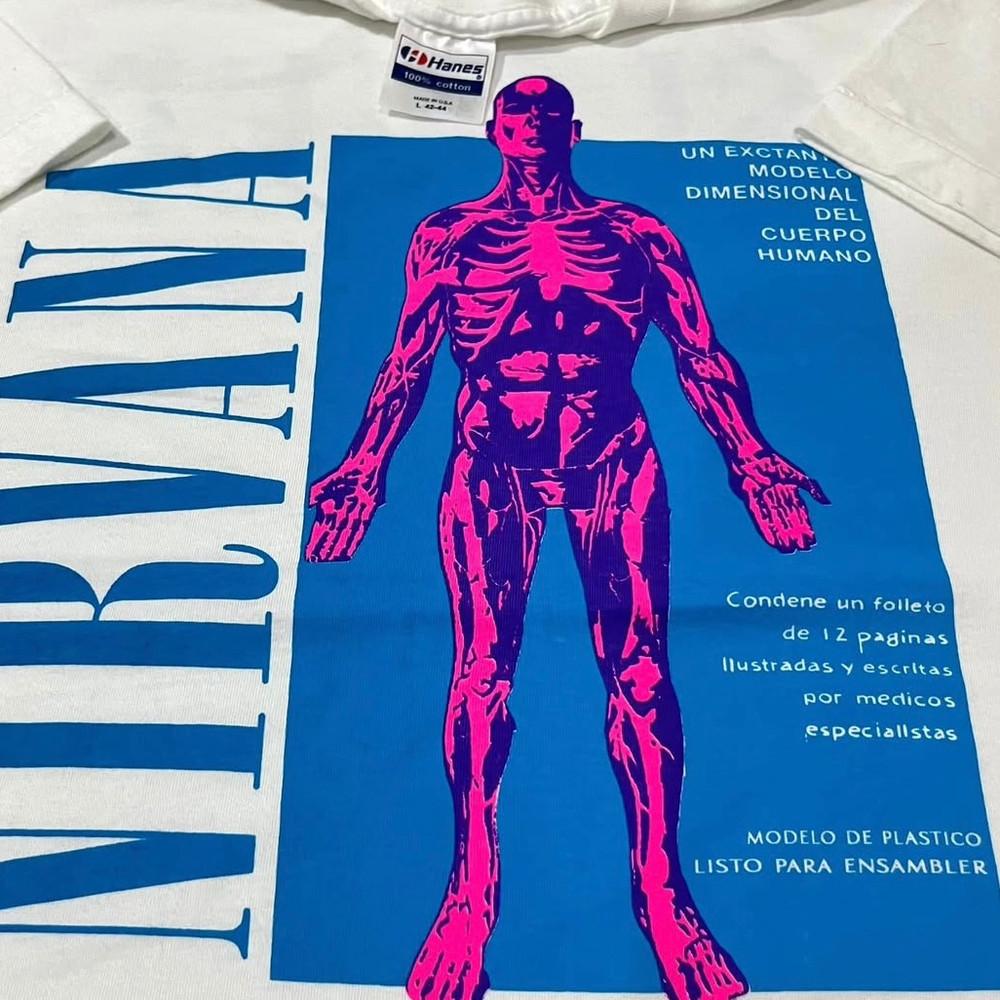 Nirvana SLIVER Vintage 1991 Tour Band Size L HANES Single Stitch T-Shirt REPRINT