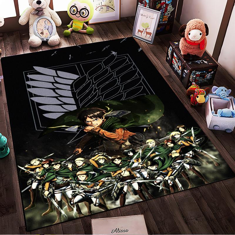 "Attack On Titan Themed Carpet with Survey Corps and Wings Design" Suitable for Use As an Anti-slip for Living Room Bedroom Sofas