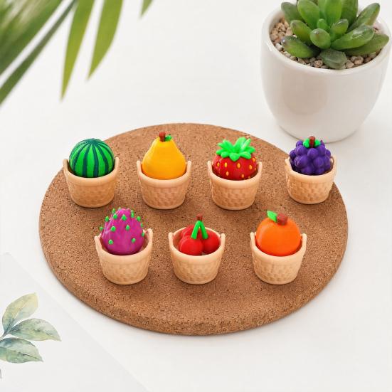 3D Printed Fruit Fidget Clicker Toy, Cute Press Button Sensory Toy, Miniature Fruit Basket Stress Relief Toy for Office Desk