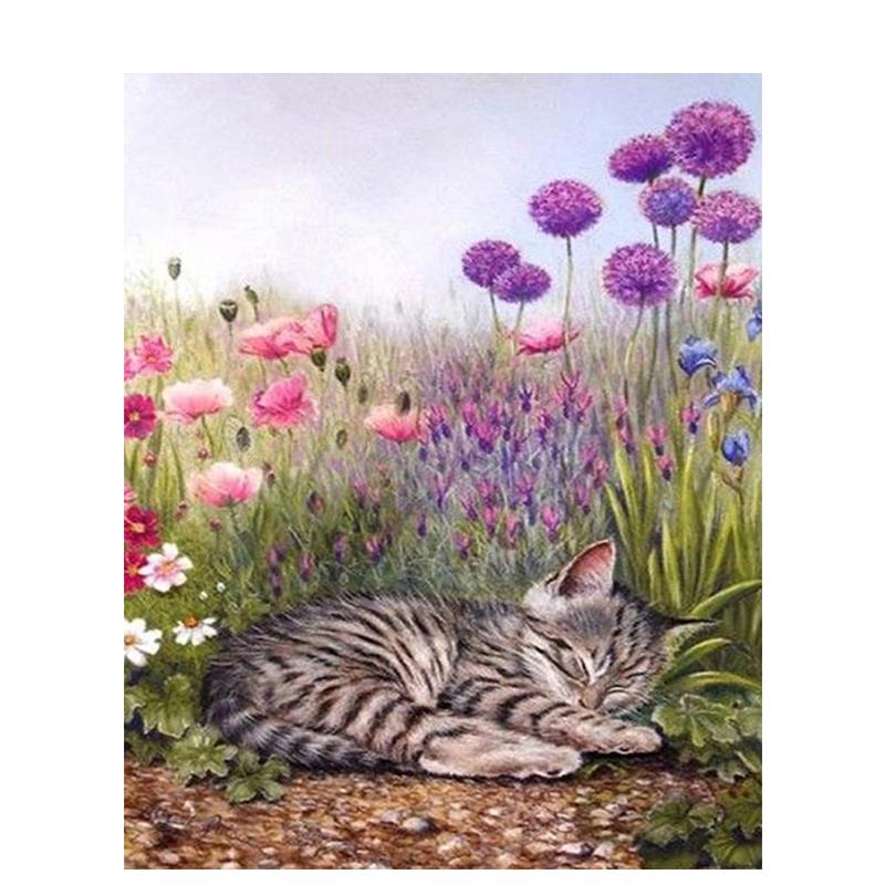 5D Diy Diamond Embroidery Animal Full Round Diamond Painting Cat Diamond Mosaic Cross Stitch Handmade Gift