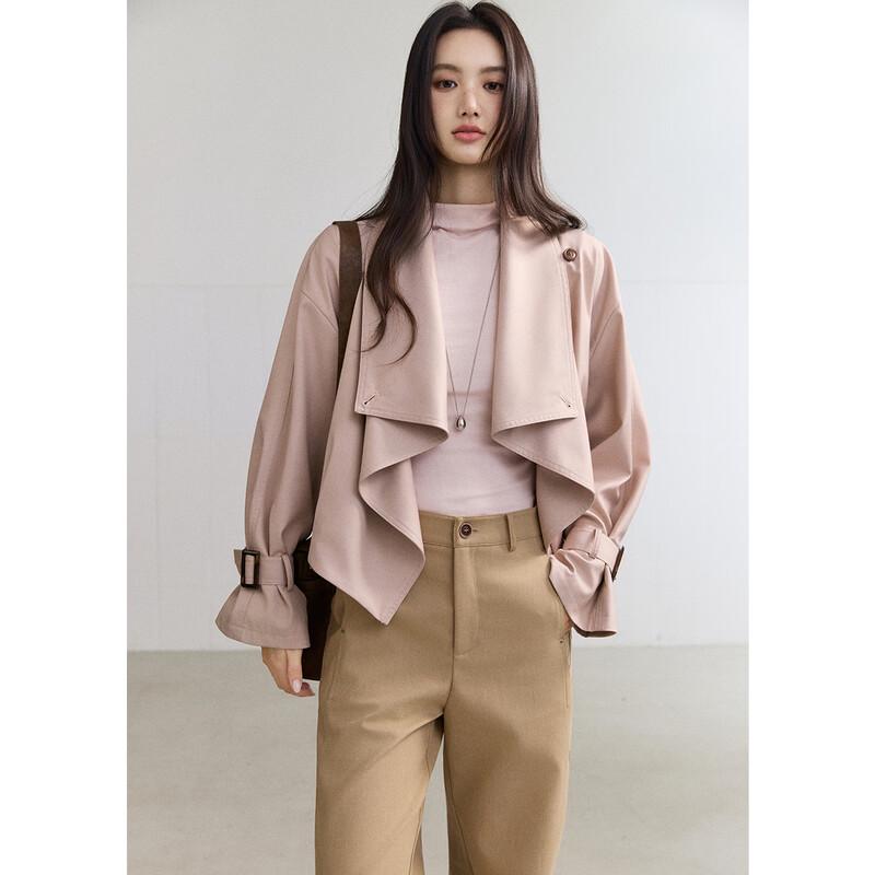 Mixiu Intellectual Relaxed-Fit Convertible Collar Trench Coat