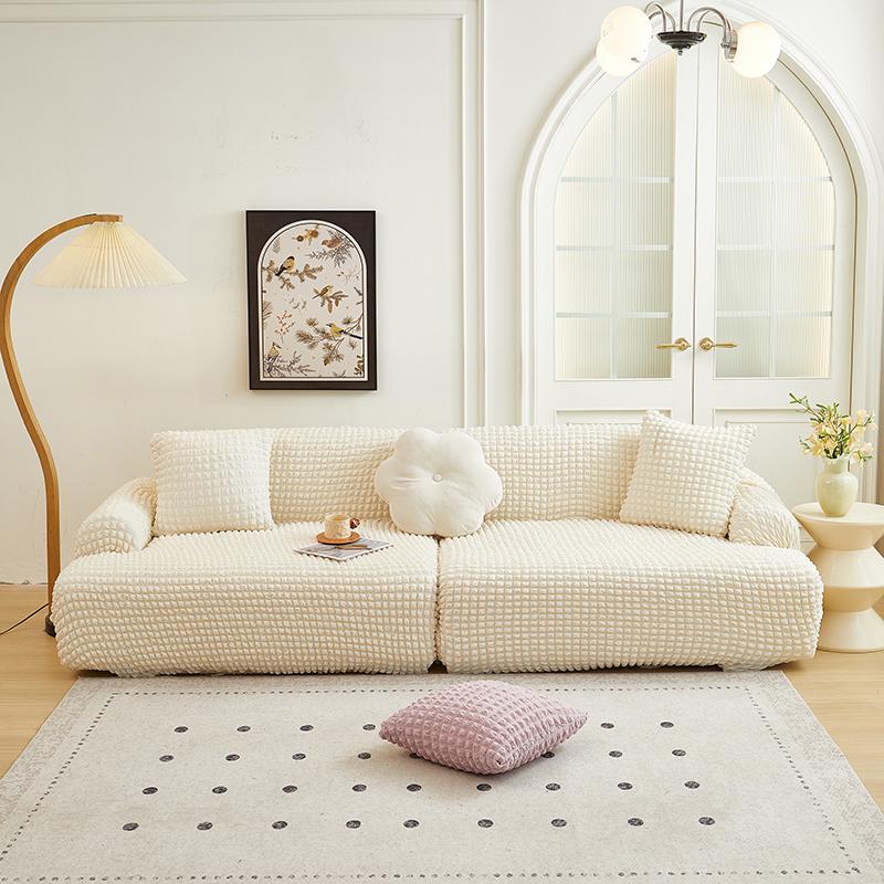 Bubble popcorn series solid color simple straight row elastic sofa cover single piece single/double/three/four people
