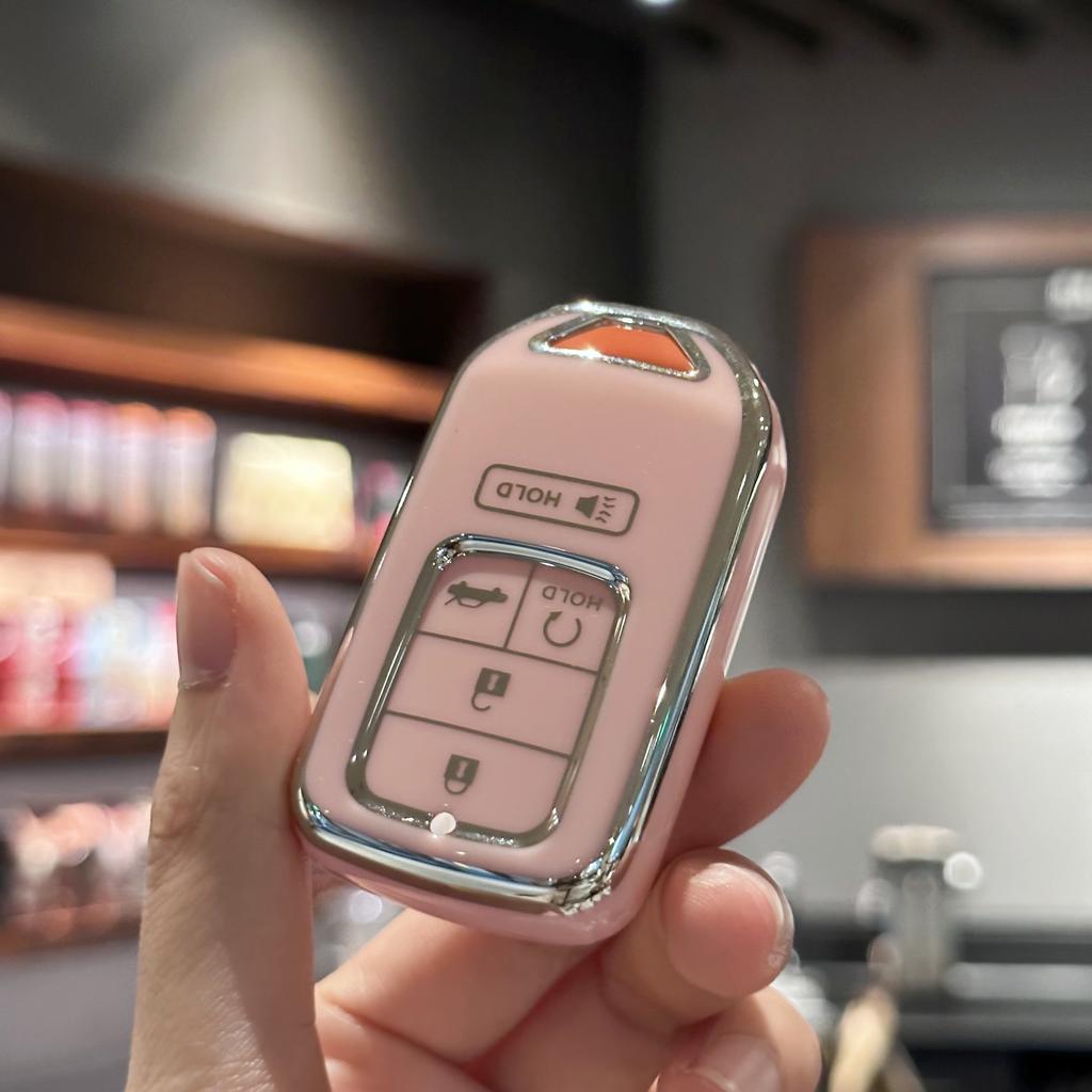 Auto-Schlüsselanhänger-Schutzhülle mit PU-Leder-Umhängeband für Honda Accord Civic CRV Pilot Odyssey Smart Key Holder