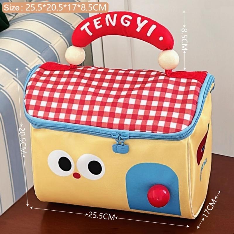 

Cute Cartoon Cottage Makeup Bag Multifunctional Fresh-Keeping Handbag Insulated Large Capacity Lunch Box Bag жёлтый