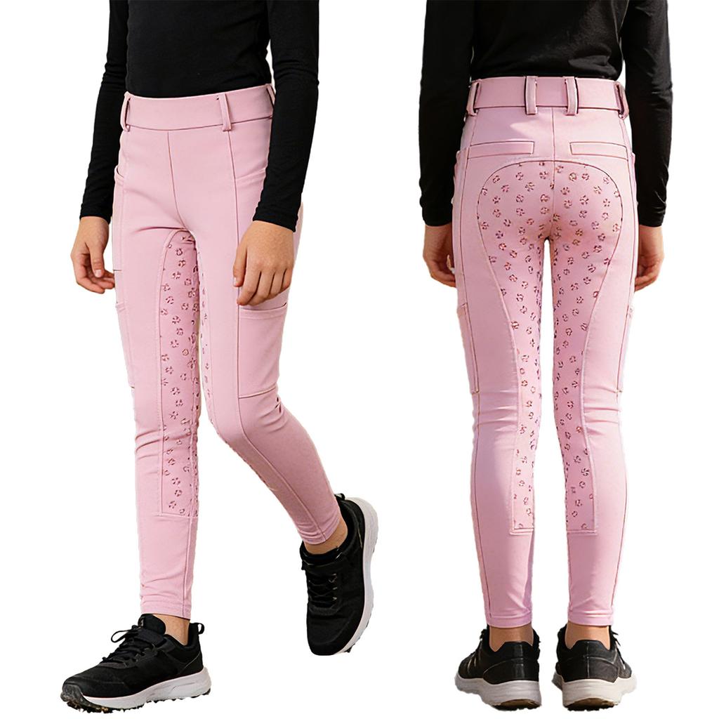 Boys Girls Horseback Riding Leggings Full Seat Anti-slip Breeches with Multiple Pockets for Equestrian Sports Kids