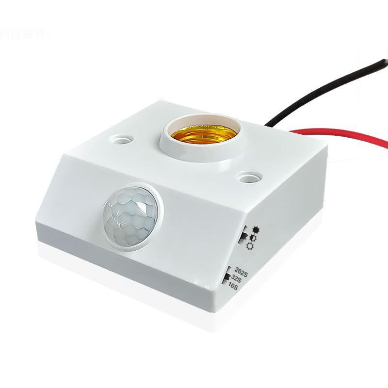 E27 Lamp Head 85-265V Automatic Light Controlled Sensor Switch White Shell For Aisle Bedroom Living Room