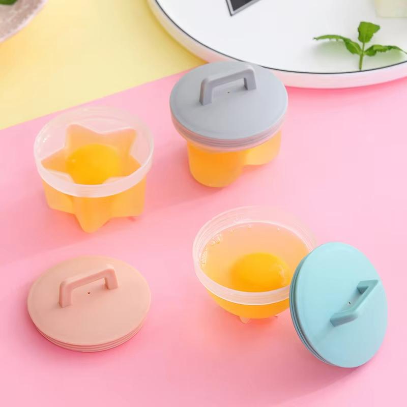 4pcs/set PP Kitchen Egg Steamer Creative Heart Shaped Circular Flower Shaped Star Shaped Steamed and Boiled Egg Mold