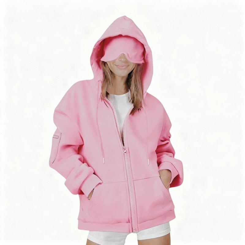 New Solid-color Loose Hooded Zipper Cardigan Hoodie for Autumn and Winter