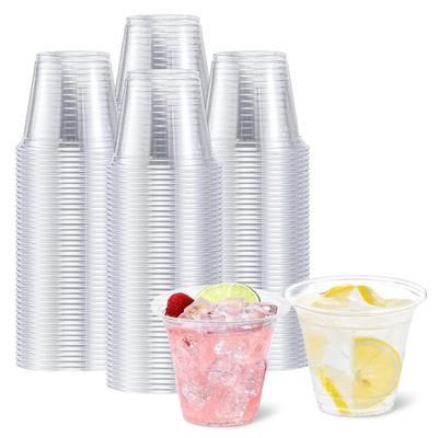 Clear Plastic Cups Thickened Drinking Cups for Parties Weddings Bars 9 Oz Food Safe Disposable Cups for Wine Cocktails Punch