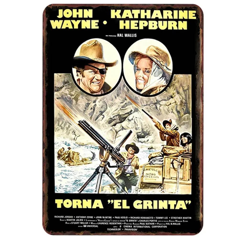 Καουμπόι Τζον Γουέιν Vintage Shabby Chic Metal Λευκοσίδηρος Ταινίες με αφίσα Μεταλλικές σιδερένιες επιγραφές Ρετρό Παμπ Μπαρ Κινηματογράφου Διακόσμηση τοίχου 20x30 εκ.