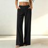 Women's Corduroy Dress Pants with Elastic Waist and Single Button Closure, Color Work Trousers