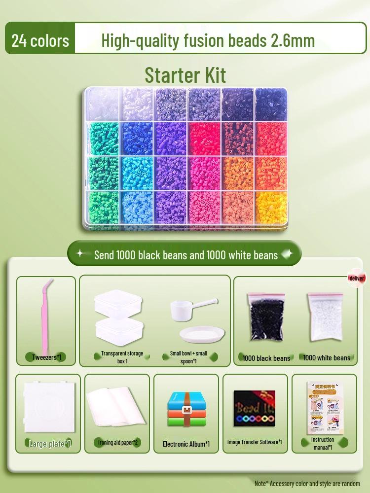 Pyssla 2.6mm Fuse Beads DIY Kit: Complete Set with Tools and Storage Bag