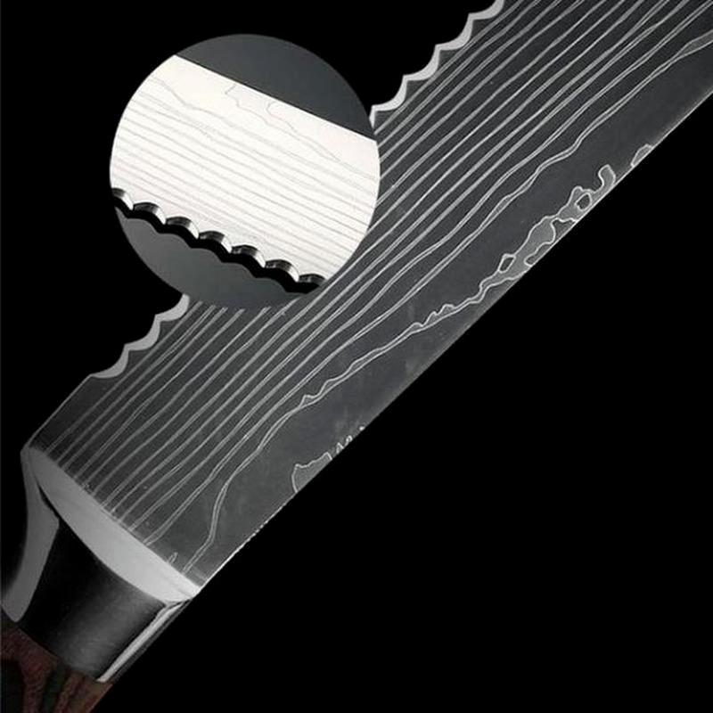 7 Pcs/Set Damascus Laser Pattern 4Cr Stainless Steel Kitchen Knife Set Kitchen Stuff Chopping Knife Fruit Boning Cutter
