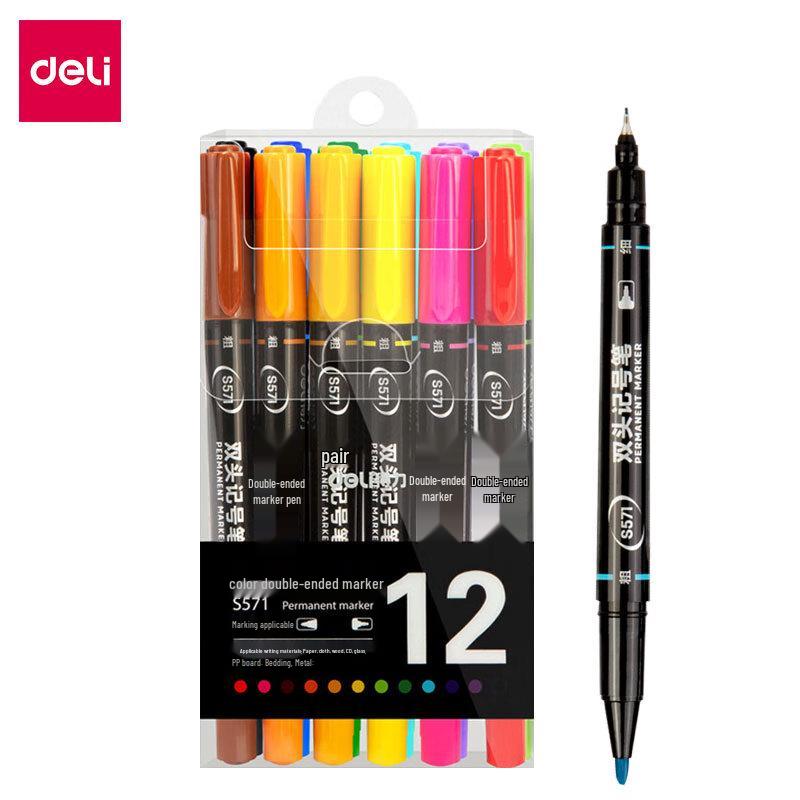 Deli Dual Tip Marker Pen Set