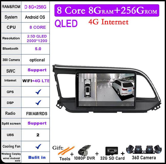 DSP Android 14 For Hyundai Elantra 6 2019 2020 QLED IPS Car Stereo Radio Multimidia Video Player Navigation GPS Carplay