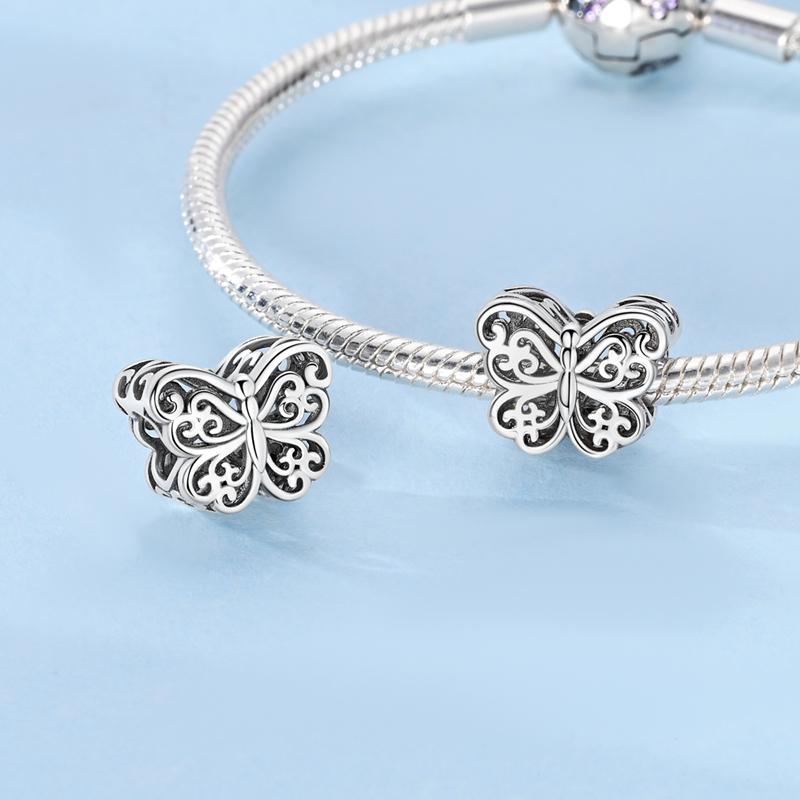 Original Charms Copper Blue Butterfly Butterfly Series Beads Pendant Fit Diy Bracelet Jewelry For Women Fine Gift Accessory