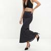 Women High Waist Polka Dot Mermaid Maxi Skirt Slim Fit Elegant Long Skirt