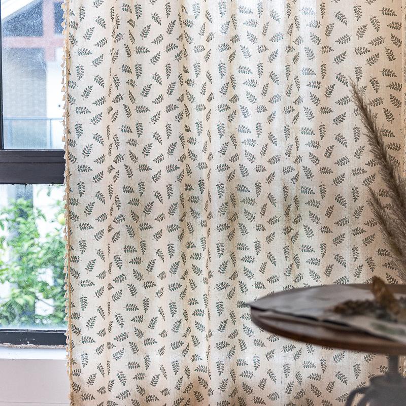 Curtain Finished Product Non-Punching Kitchen Blackout Half Curtain American Living Room Balcony Perforated Curtain Bay Window Short Curtain