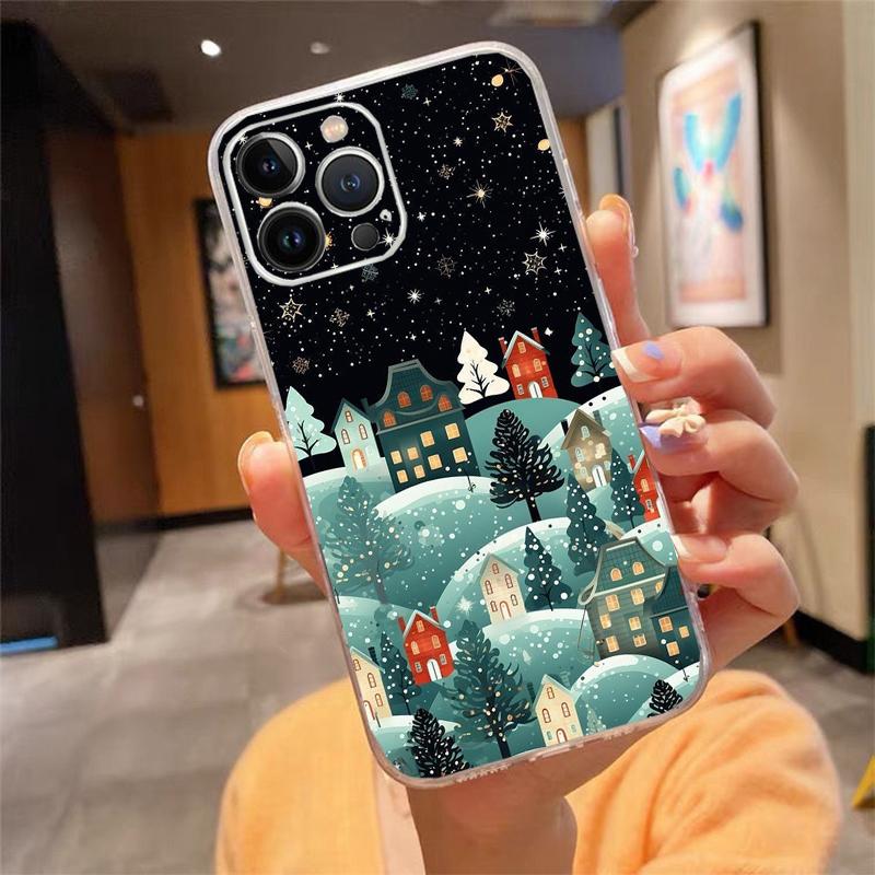 Winter Christmas Snowflake Phone Case Carcasa Funda For iPhone 17 Pro Max Air 16 15 14 13 Pro Max 15 16 Pro 15Plus Case