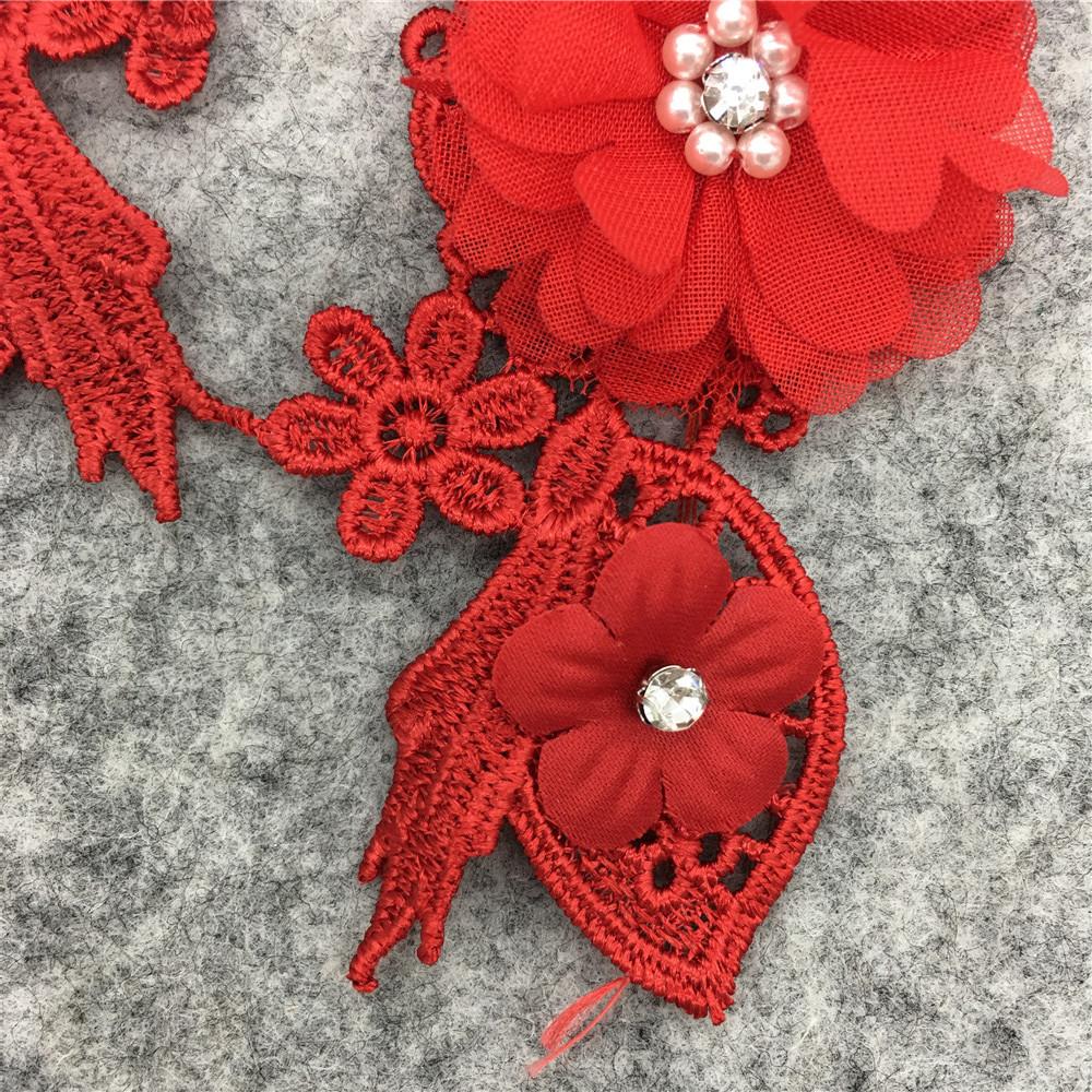 Computer Embroidery Three-Dimensional Water-Soluble Lace Embroidery Diy Imitation Pearl Dress Accessories Lace
