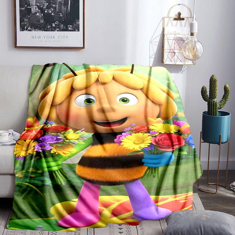 Bee Adventure Maya Throws Blanket Flannel Blankets Plush for Couch Bed Gifts for Men Women Travel Picnic Blanket Christmas Fan Gifts