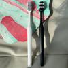 Black & White Soft Bristle Toothbrush Set for Couples - 2-Piece with Frosted Handle & Long Brush Head