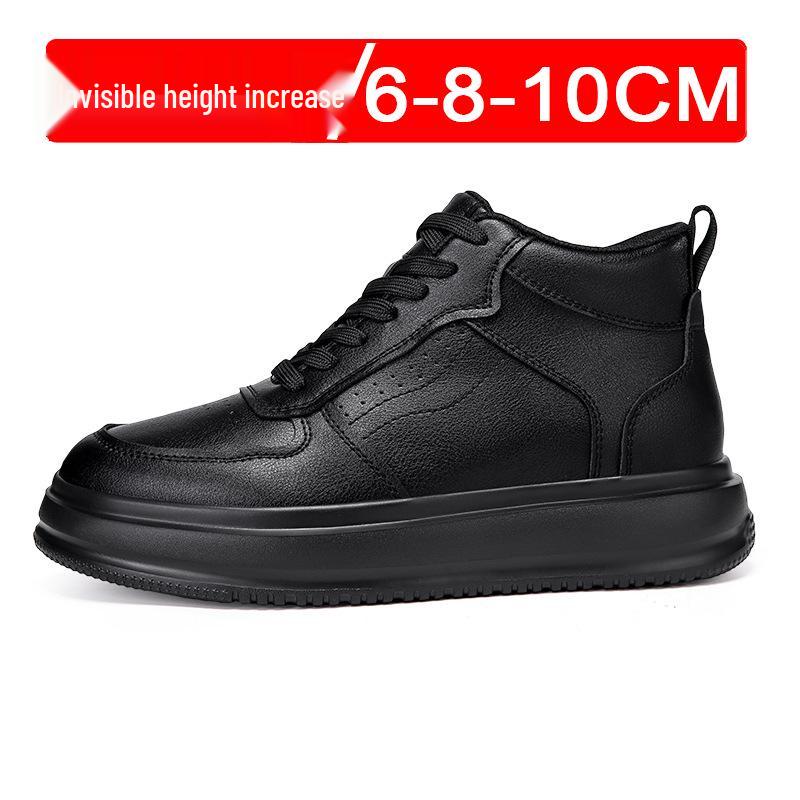 New British Style Mid-High Top Canvas Shoes: Lightweight, Breathable, Thick Sole, Hidden Heel, 10CM Casual Sports Shoes for Men