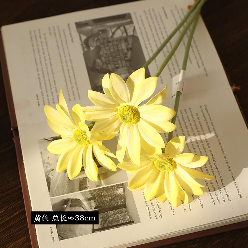 3pcs/Set Real Touch Artificial Daisy Flower Fake Chamomile Bouquet Indoor Room Home Vase Decor Fake Flowers Garden Wedding Decor