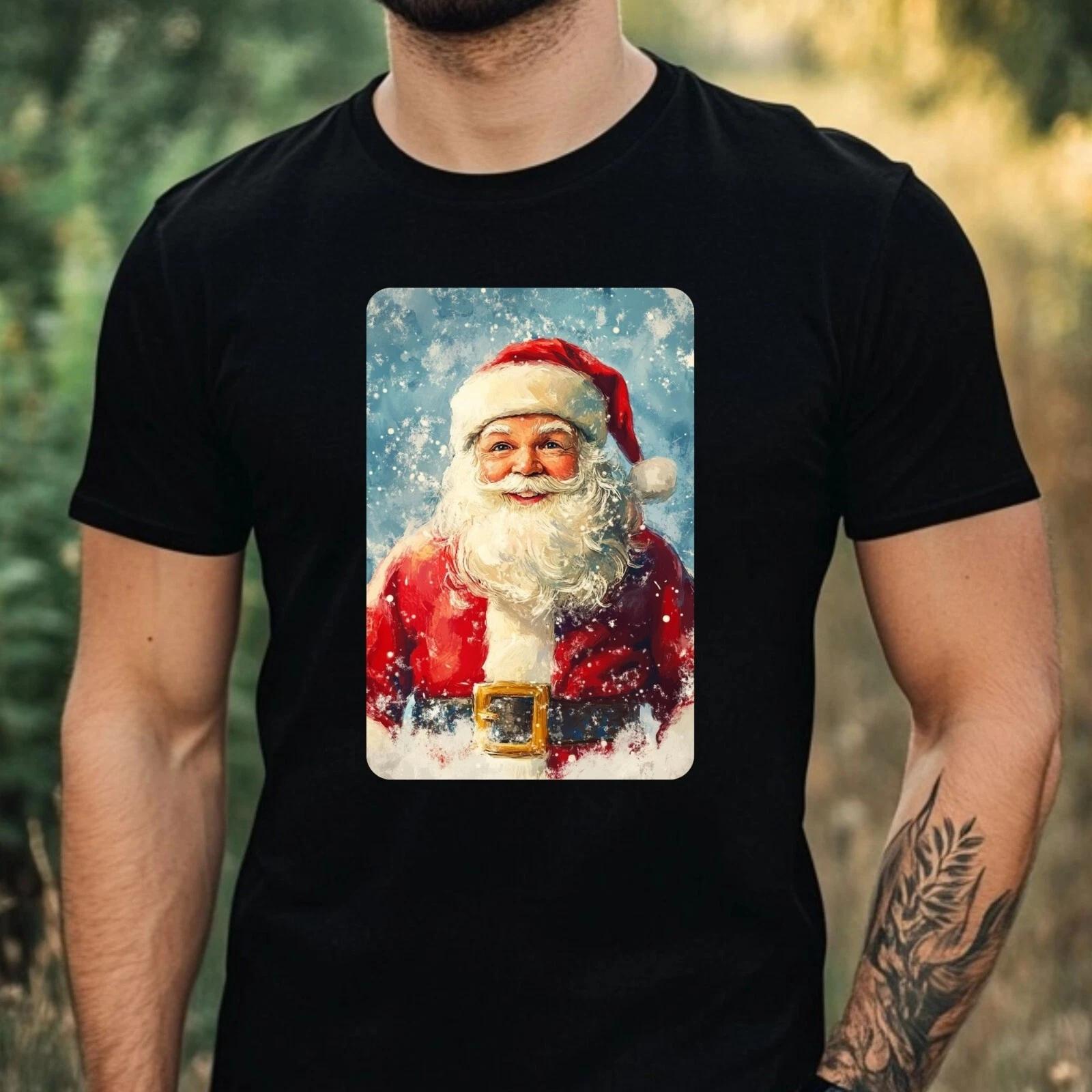 T-Shirt Herren Weihnachtsmann Portrait Motiv Baumwolle Größe XS bis 5XL XS