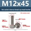 Yigu Yigu 304 Stainless Steel Reverse Thread Knurled Hex Socket Cup Head M6-M12 Screws
