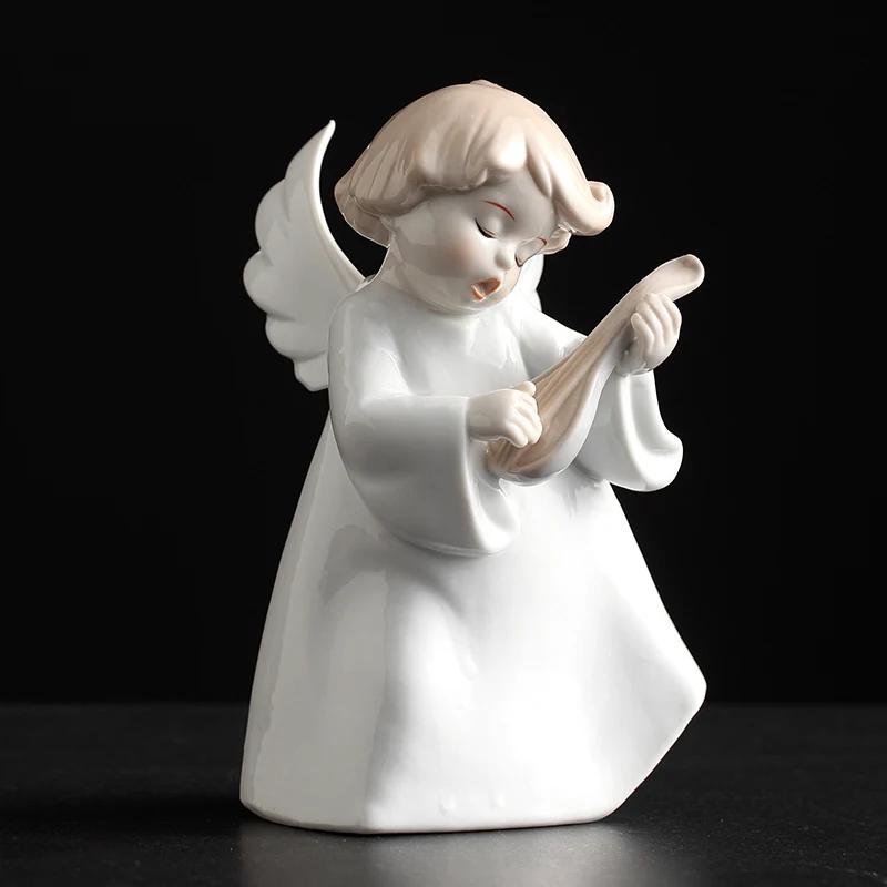 Nowa Europejska Aniołek Ceramiczna Lalka Figurka Muzyczna Stojak Ekspozycyjny do Przechowywania Pokój Salon Stół Ozdoby Domowe Dekoracja Ślubna Prezent
